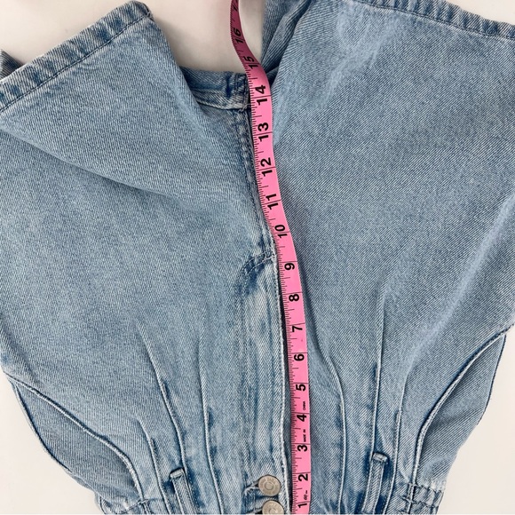 Zara High Rise Denim Mom Shorts Pleated Wedgie High - Picture 8 of 11